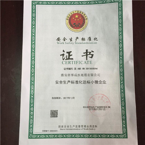 安全生產(chǎn)標(biāo)準(zhǔn)化證書(shū)